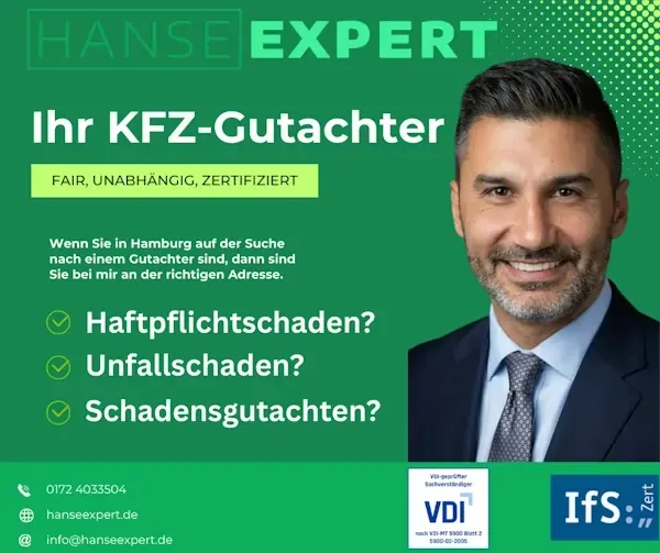 Sie suchen in Hamburg einen KFZ-Gutachter? Dann sind Sie bei mir richtig.